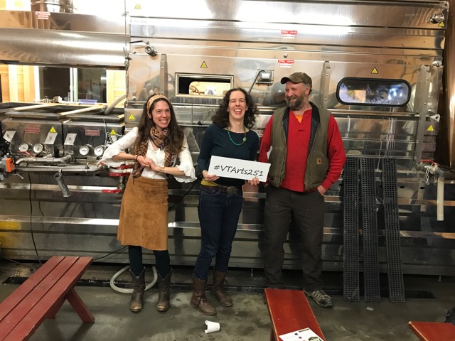 At one of PoemTown’s signature events, farmer poets Taylor Katz, Caitlin Gildrien and Carl Russell shared their work at the Silloway Sugar House in Randolph Center in April 2019.